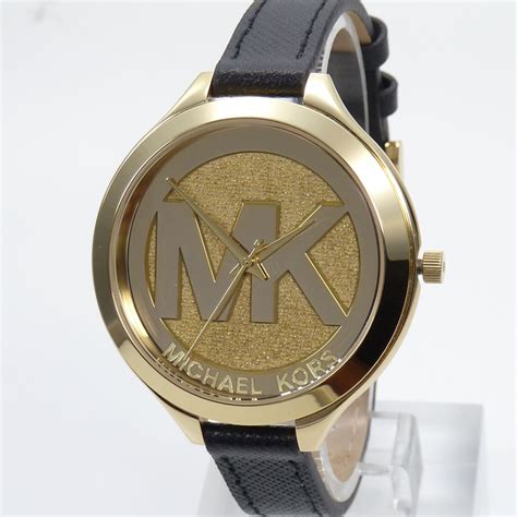 michael kors uhr damen schwarzes lederarmband|Schwarze Uhren .